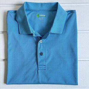IZOD Men's Blue Striped X-treme Function Short Sleeve Golf Polo Shirt Large